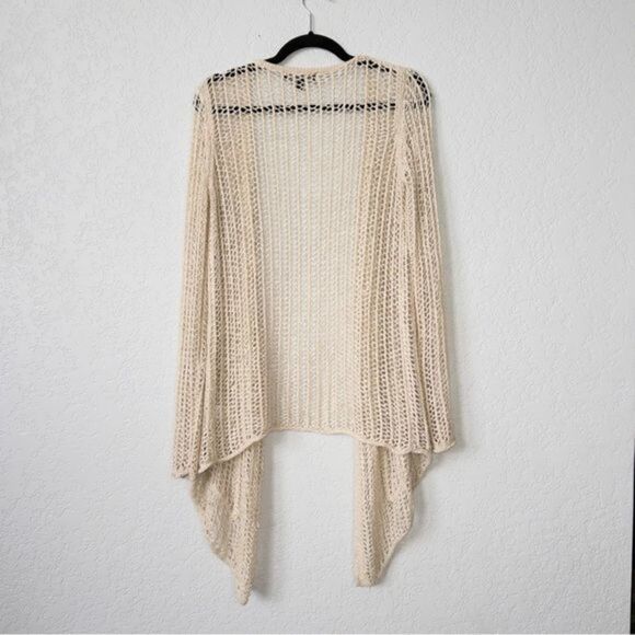 Honey Punch Cream Open Knit Draped Cardigan Size‎ Medium - Picture 6 of 6